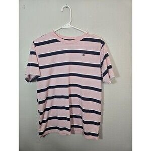 Tommy Hilfiger 100% Cotton Vintage Slim Stripe Short Sleeve T-shirt Pink Navy L